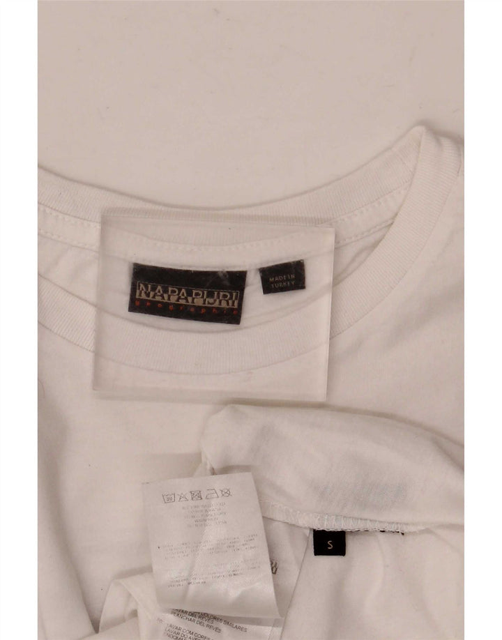 Camiseta masculina Napapijri com estampa gráfica pequena de algodão branco