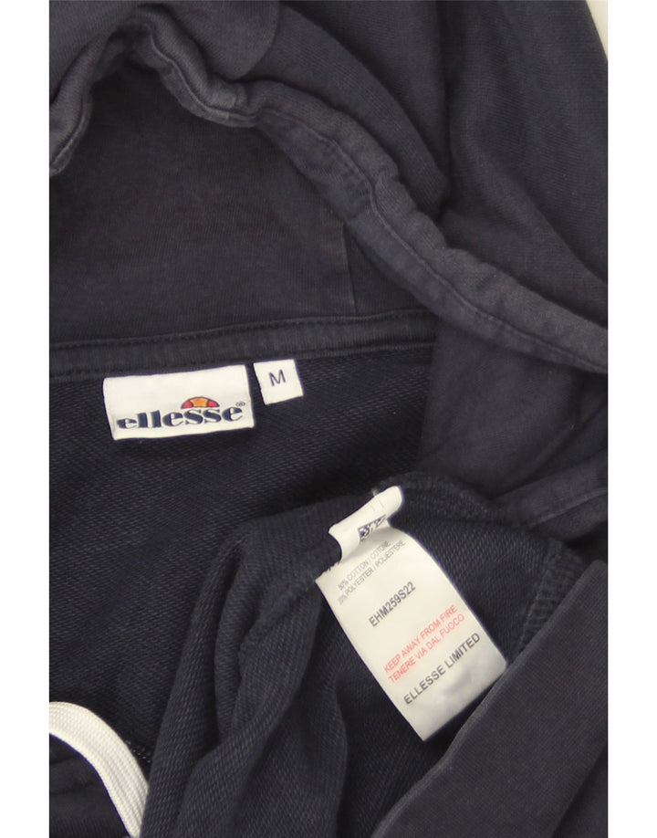 Suéter Ellesse masculino com capuz e zíper médio azul marinho listrado de algodão