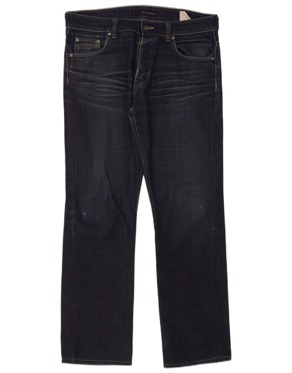 Calça jeans reta masculina Calvin Klein W33 L34 azul marinho algodão