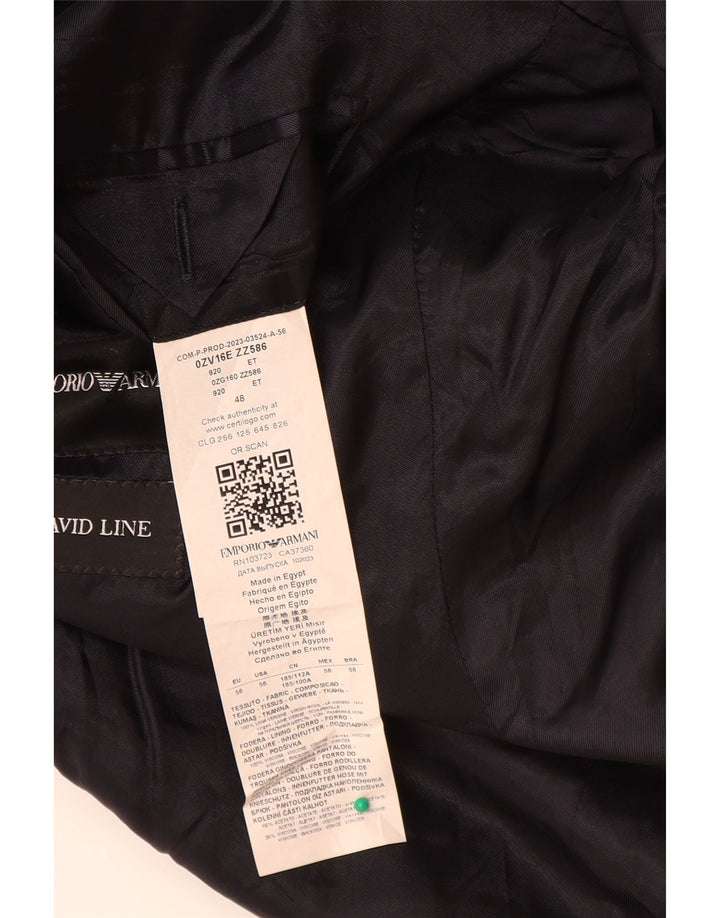 Jaqueta blazer masculina Emporio Armani com 2 botões EU 56 2XL azul marinho lã virgem