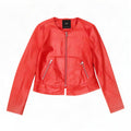 Zara Womens Crop Faux Leather Jacket UK 12 Médio Poliéster Vermelho