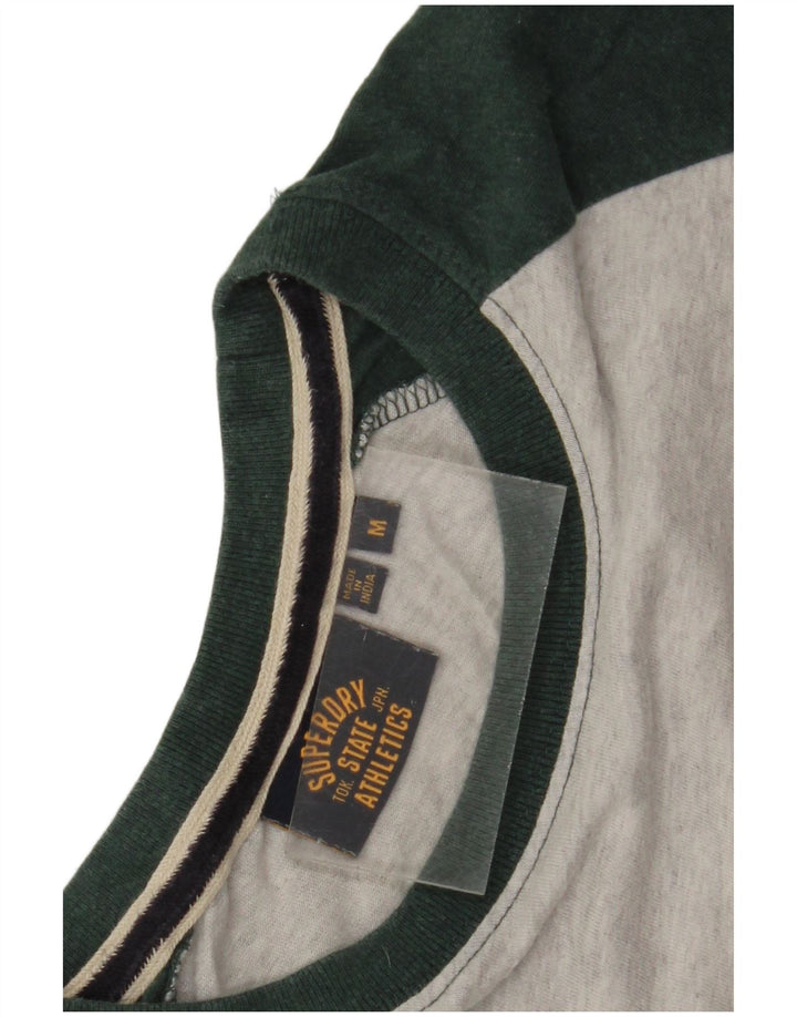 Top masculino Superdry manga comprida cinza médio algodão colorblock