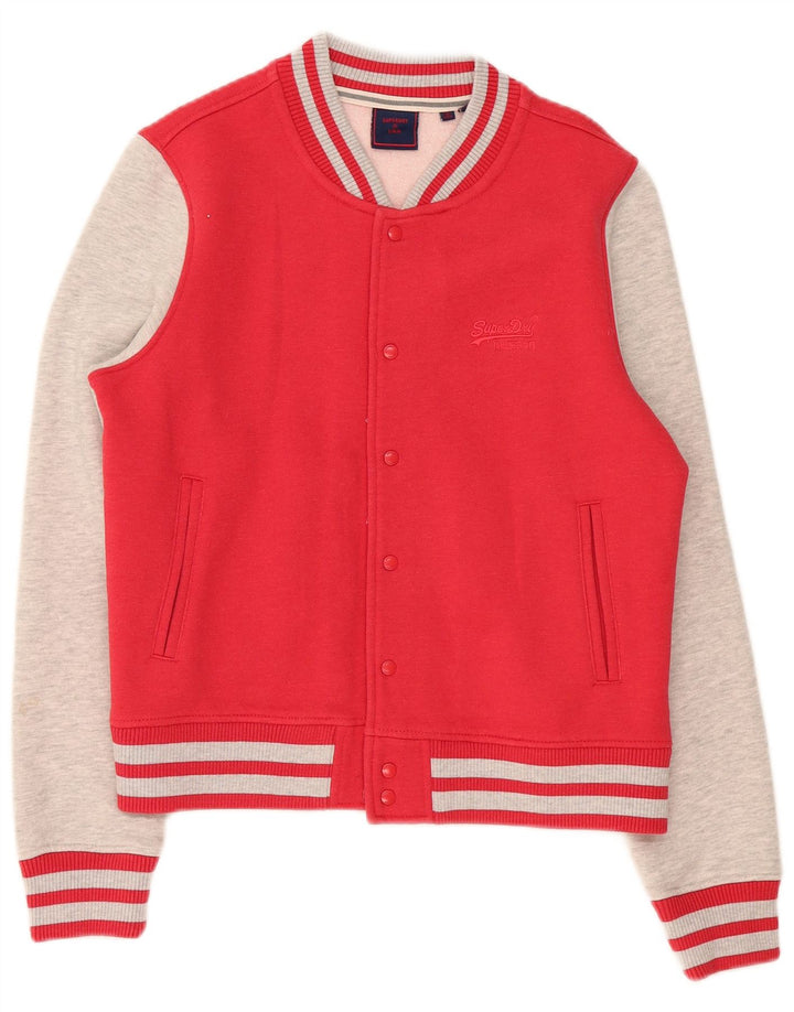 Superdry Womens Tracksuit Top Jacket UK 14 Medium Red Colourblock Algodão