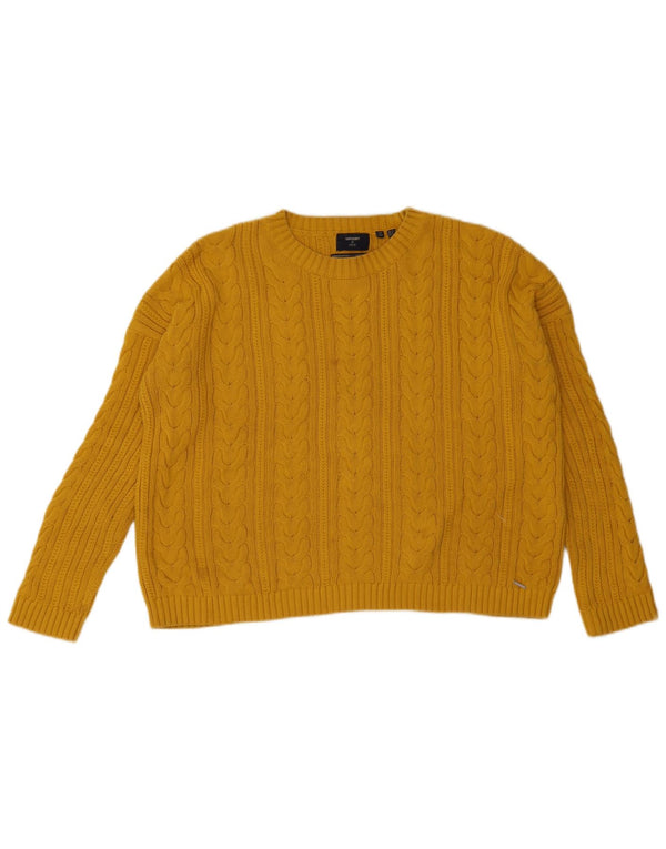 Superdry Suéter feminino superdimensionado com gola redonda Reino Unido 10 pequeno amarelo