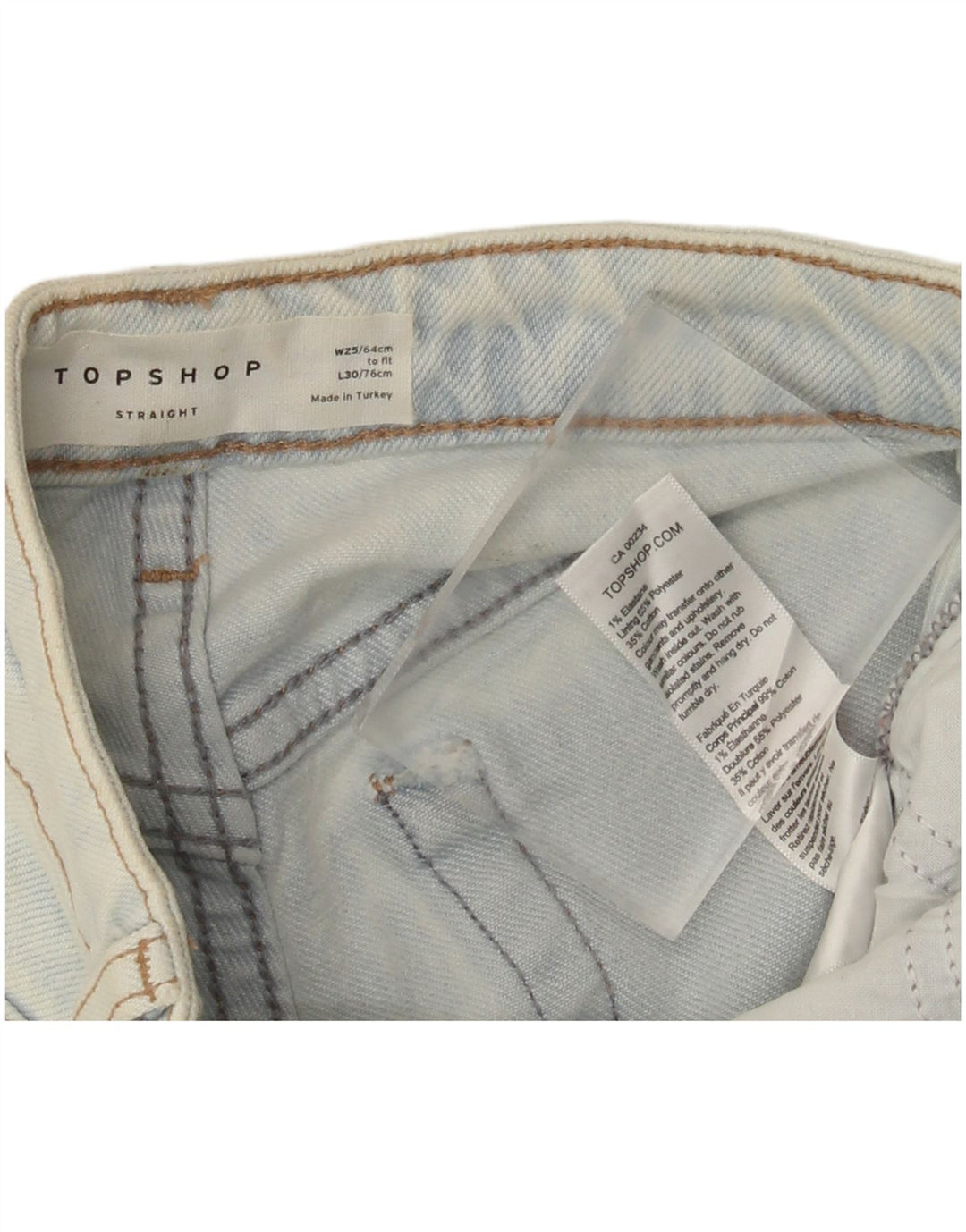 Jeans retos femininos Topshop W25 L25 algodão azul