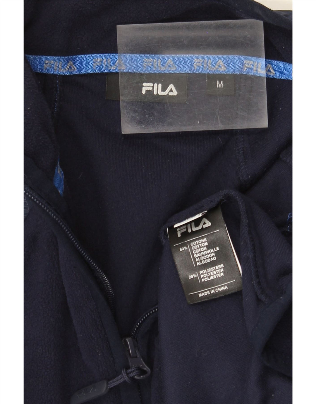 Jaqueta masculina Fila Fleece UK 38 algodão colorblock azul marinho médio