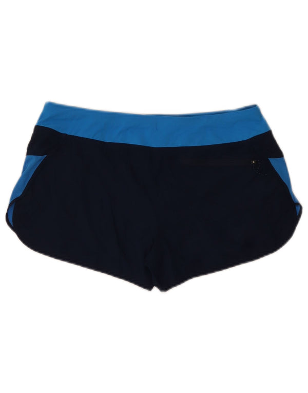 Shorts esportivos femininos Patagonia UK 6 XS azul marinho poliéster colorblock