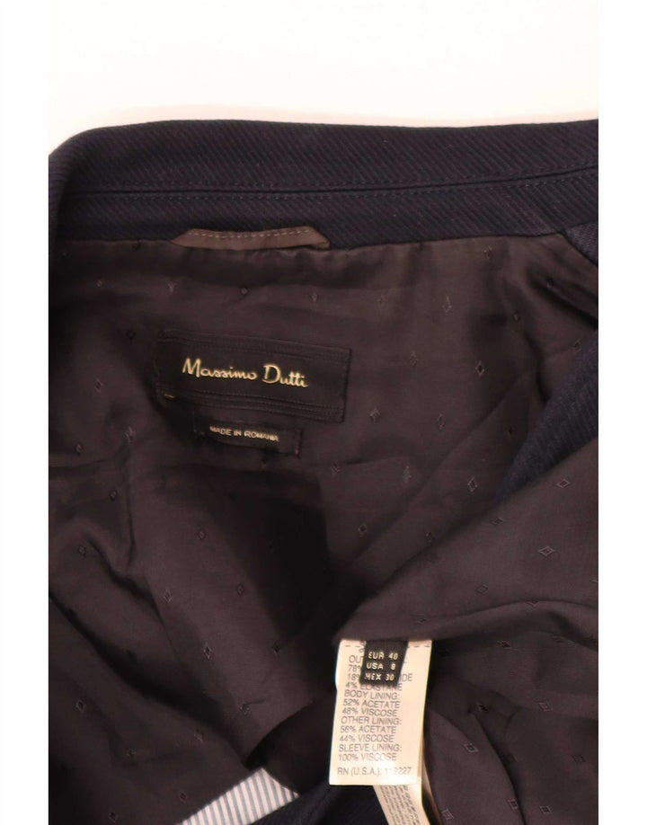 Jaqueta blazer feminina Massimo Dutti com 1 botão UE 40 algodão azul marinho médio