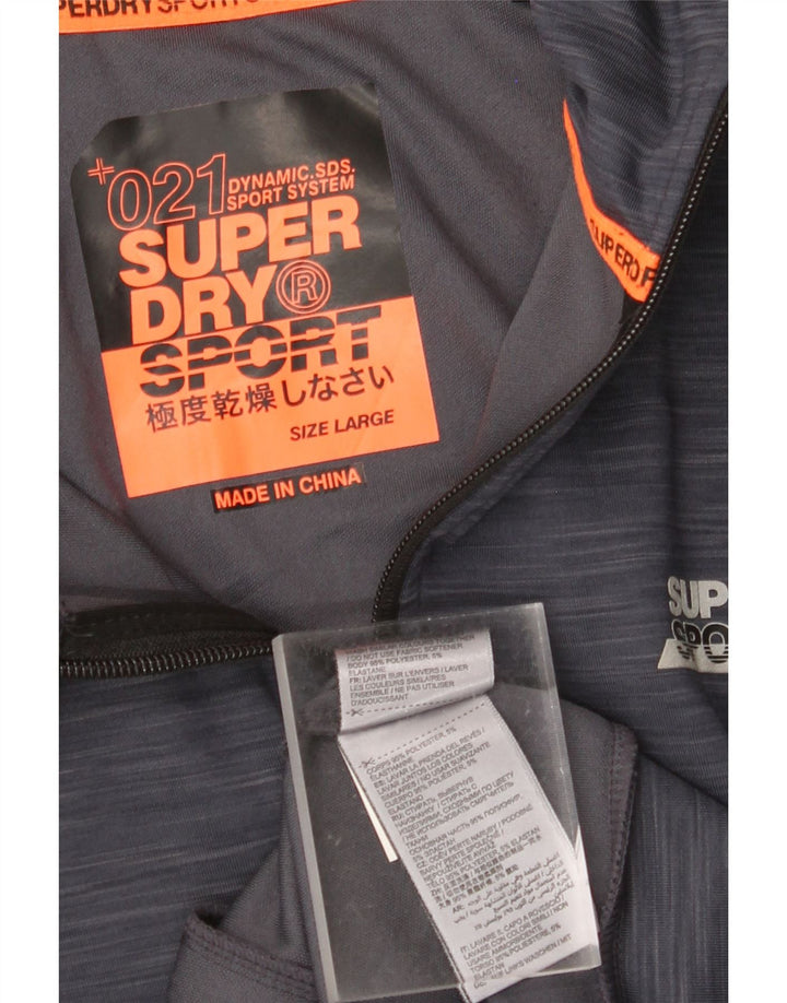 Suéter masculino SUPERDRY com capuz e zíper gráfico grande poliéster manchado azul marinho