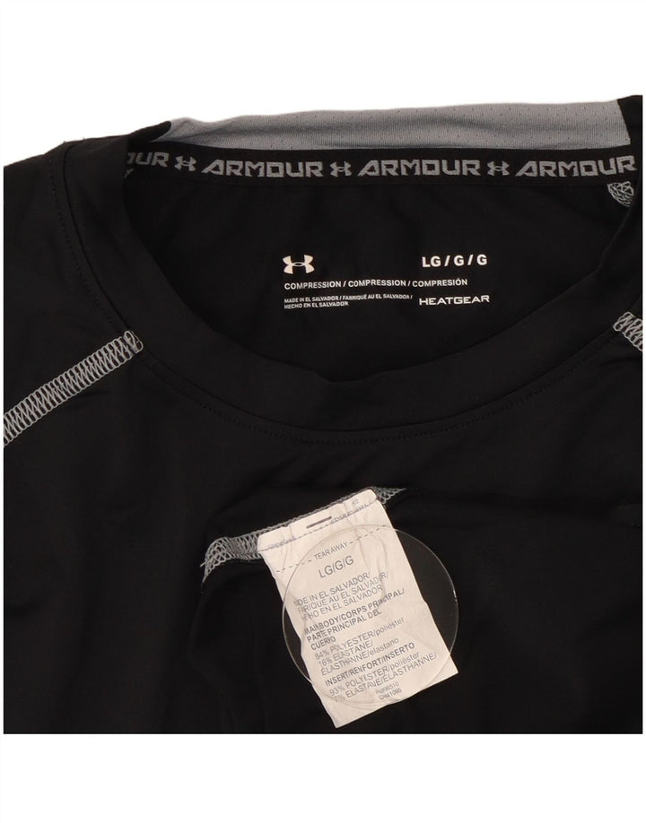 Under Armour Mens Heat Gear Top Manga Longa Grande Poliéster Preto