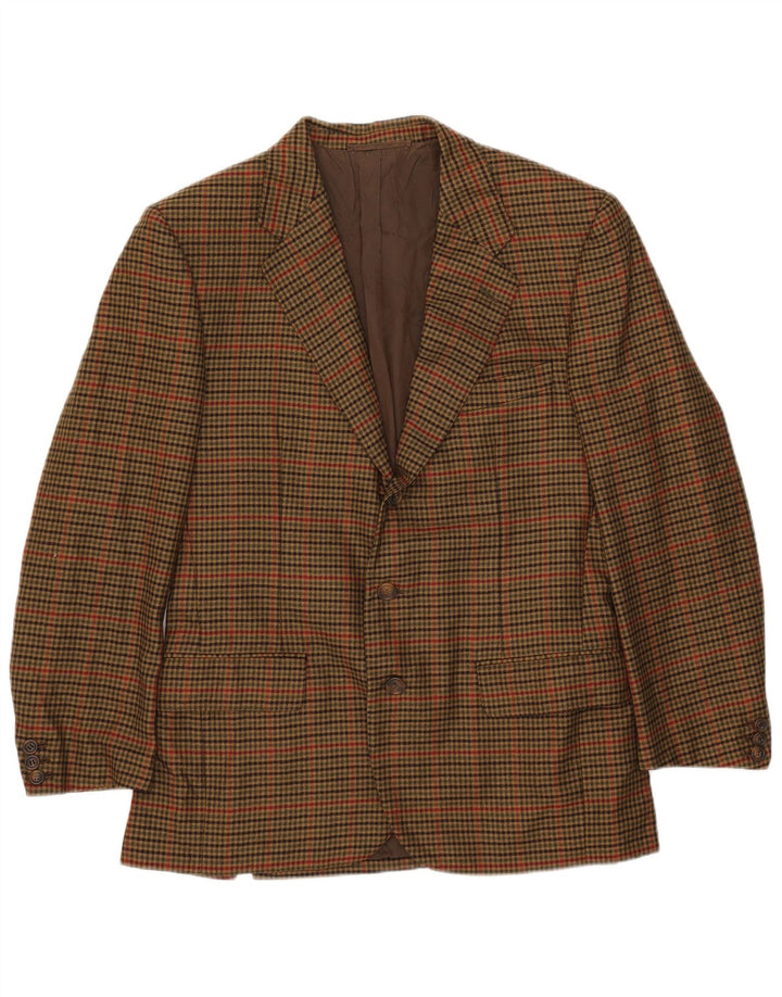 Jaqueta blazer masculina de 3 botões Loro Piana IT 50 grande cáqui houndstooth