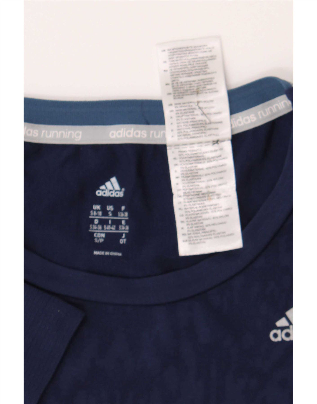 Adidas Womens Running Abstract Pattern Camiseta Top Reino Unido 8/10 Pequeno Azul Marinho