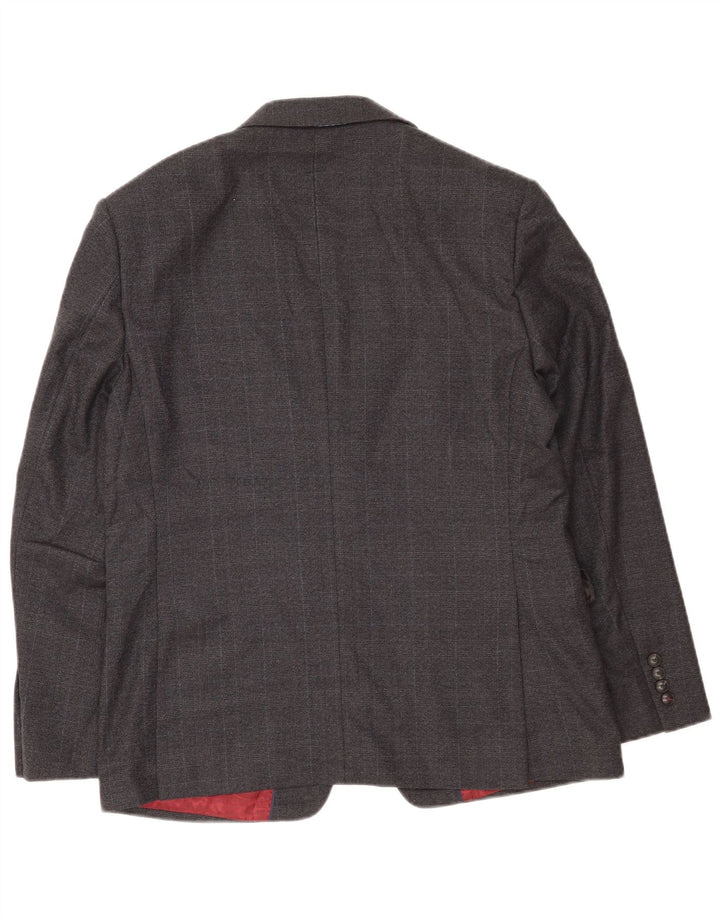 Jaqueta blazer masculina de 2 botões Marks & Spencer Reino Unido 40 grande lã xadrez cinza
