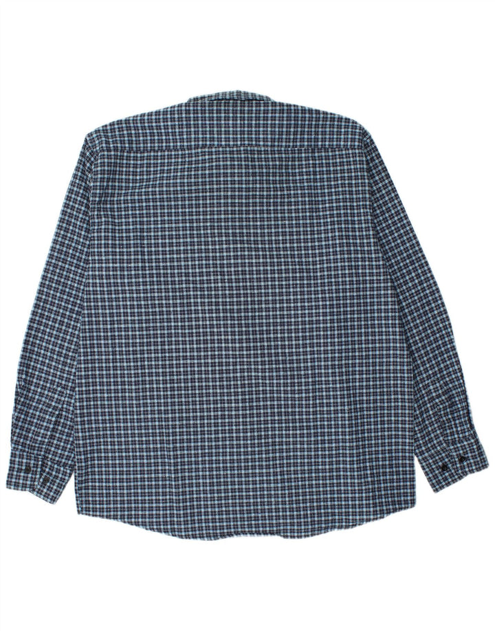 Camisa masculina vintage de flanela tamanho 45 XL xadrez azul