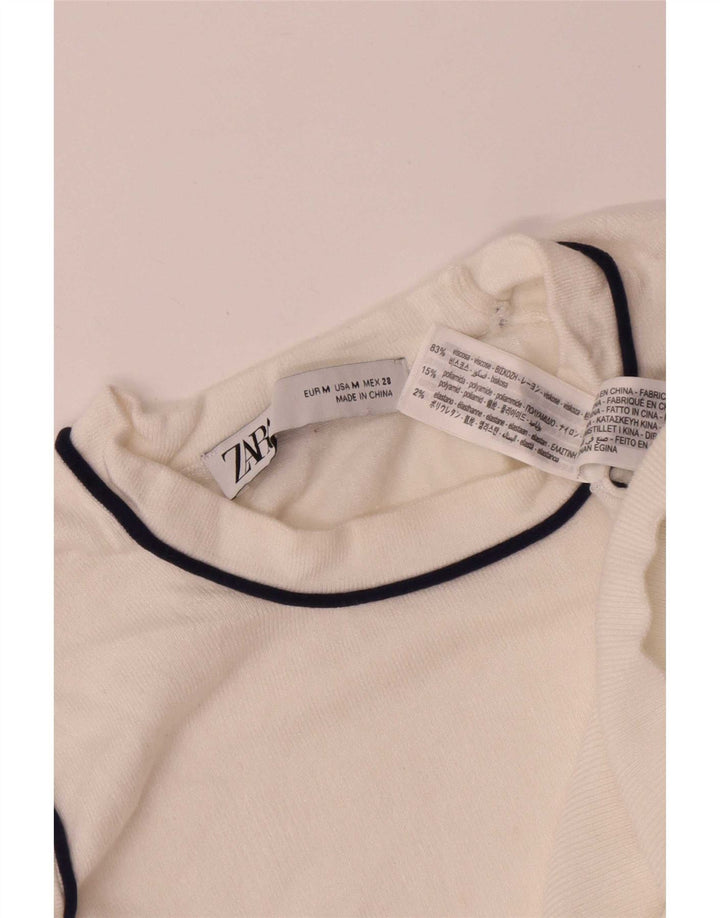 Zara Womens Vest Tank Top UK 12 Médio Branco Viscose