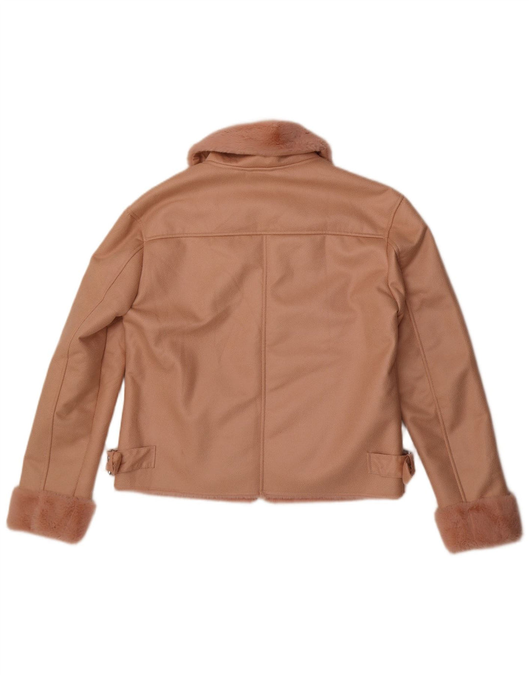 Jaqueta feminina Sherpa de couro sintético Guess UK 12 poliéster rosa médio