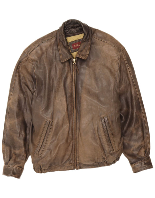 Jaqueta de couro masculina Couture UK 42 XL couro marrom