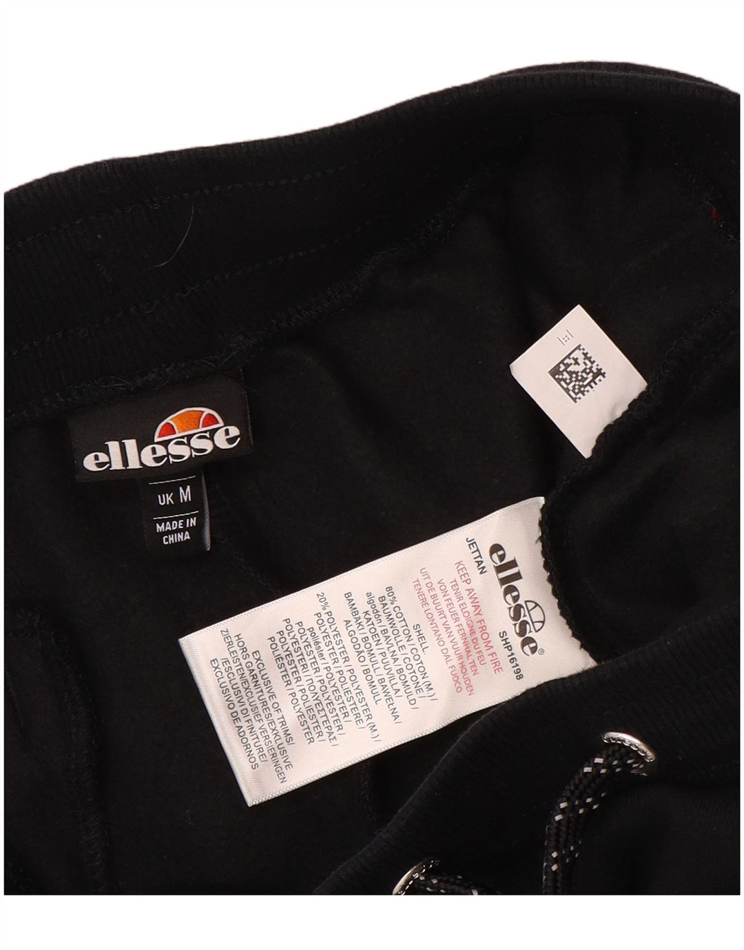 Calça esportiva masculina Ellesse com estampa gráfica, joggers de algodão preto médio