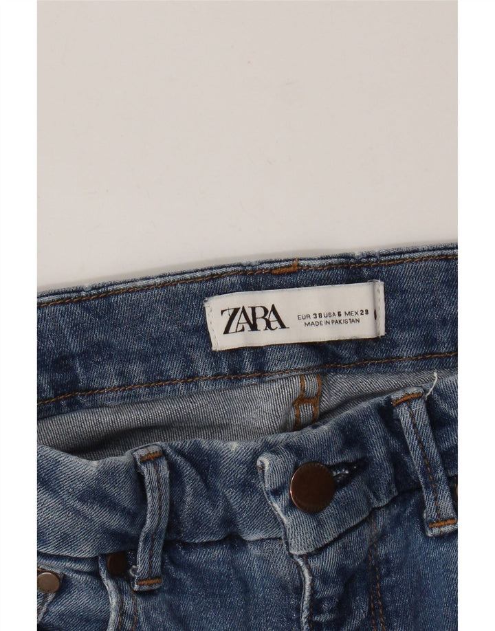 Zara Jeans feminino queimado EU 38 pequeno W28 L27 azul