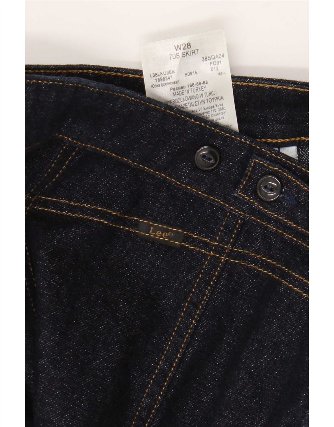 Saia jeans feminina Lee W28 algodão azul marinho médio
