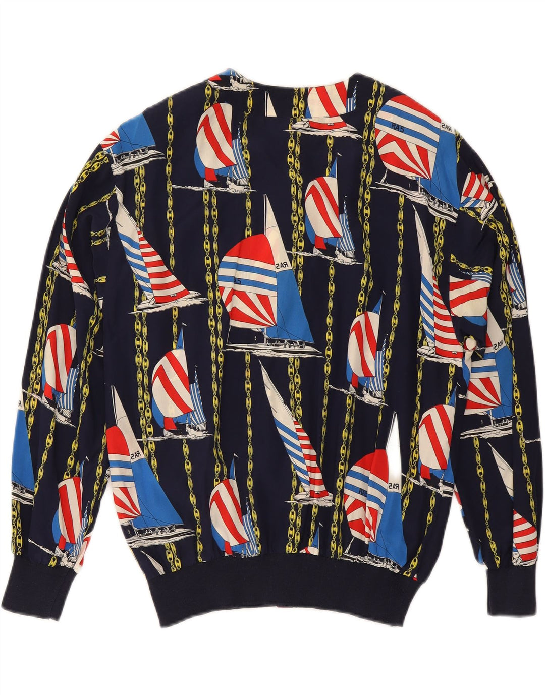 AGENDA Jaqueta bomber feminina com padrão abstrato IT 42 seda azul marinho médio