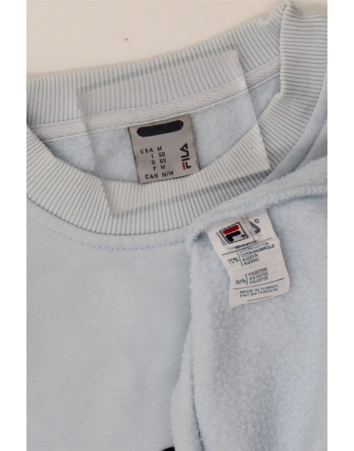 FILA Mens Graphic Moletom Jumper Médio Azul Algodão