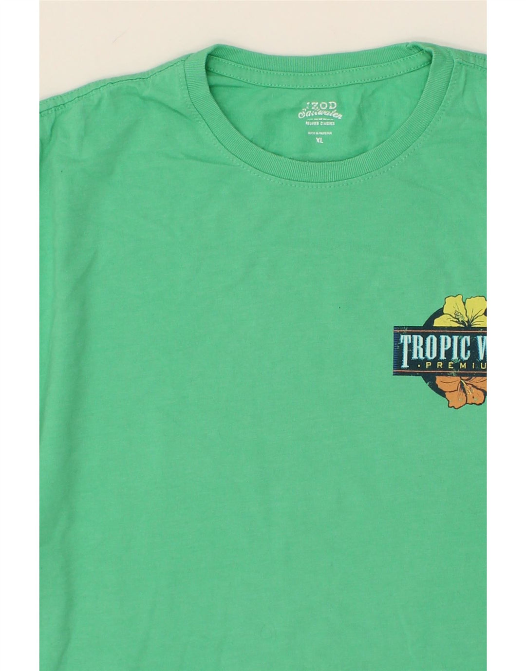 IZOD Mens Honolulu Relaxed Fit Graphic T-Shirt Top XL Green Cotton Vintage Izod and Second-Hand Izod from Messina Hembry 