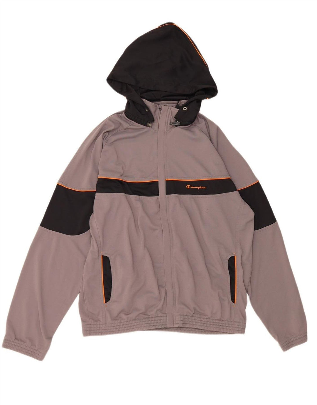 Jaqueta masculina com capuz CHAMPION grande bloco colorido cinza