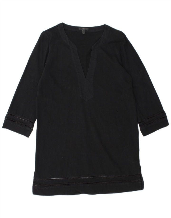J. Crew Vestido túnica feminino manga 3/4 Reino Unido 14 algodão preto médio