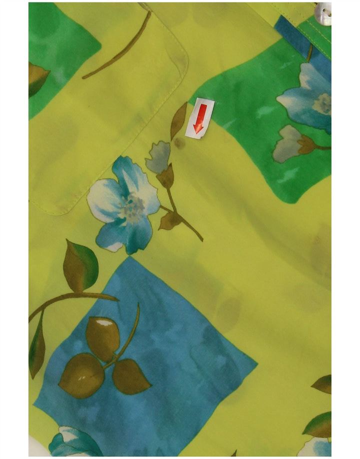 CHERIE Blusa feminina transparente de manga curta IT 48 XL verde floral