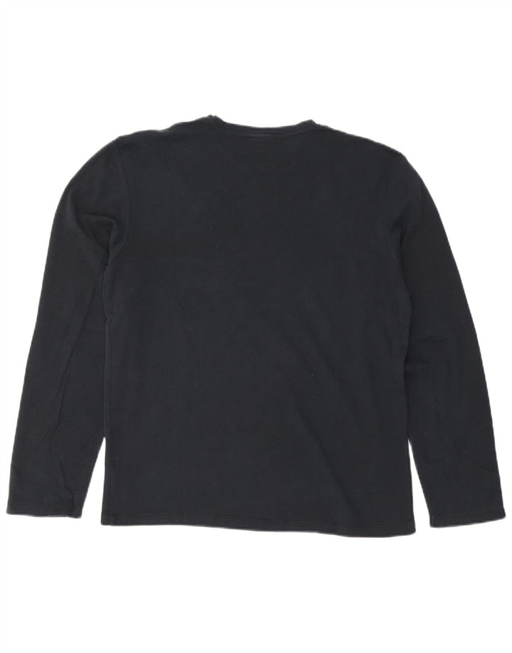 Trussardi Top masculino de manga comprida grande algodão listrado azul marinho