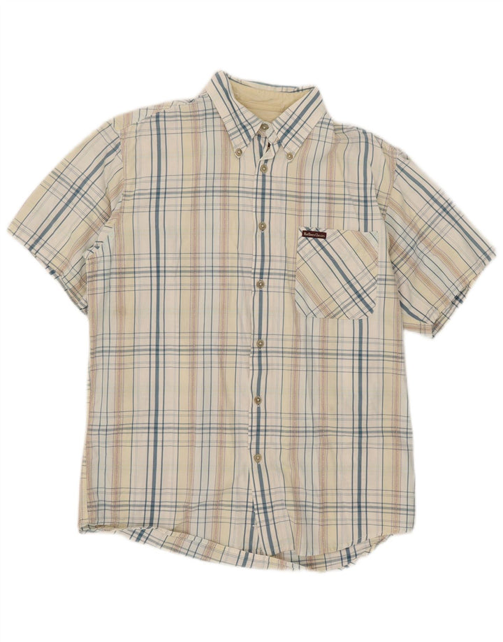 Camisa masculina de manga curta Marlboro Classics, algodão xadrez médio multicolorido
