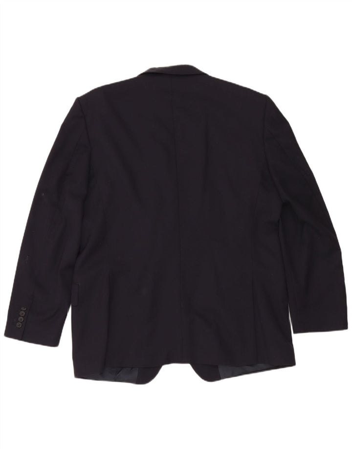 Jaqueta blazer masculina de 2 botões Gieves & Hawkes Reino Unido 46 3XL lã azul marinho