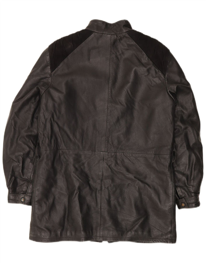 Jaqueta de couro feminina Dama IT 44 couro colorblock preto médio