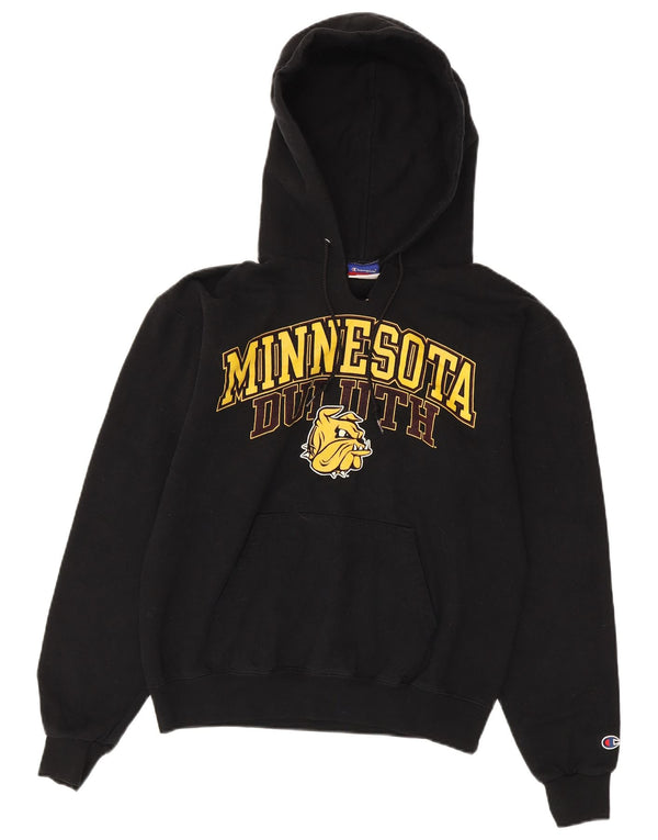 Champion feminino Minnesota Duluth gráfico moletom com capuz Reino Unido 14 médio preto