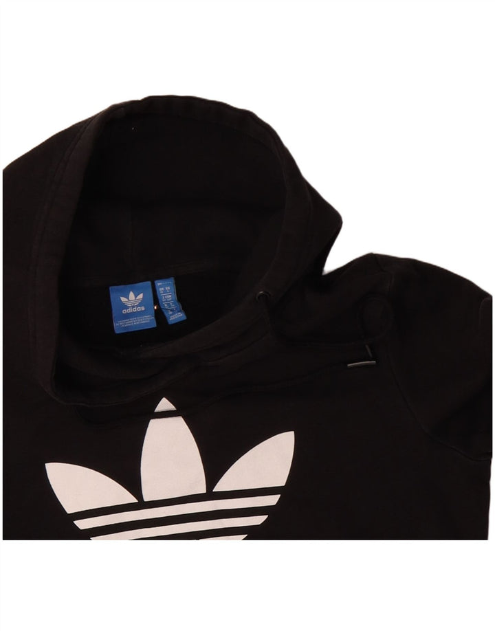 ADIDAS Womens Graphic Oversized Hoodie Jumper Reino Unido 10 Pequeno Poliéster Preto