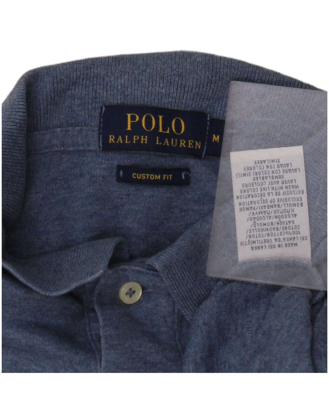 POLO RALPH LAUREN Camisa polo masculina de ajuste personalizado de algodão azul médio