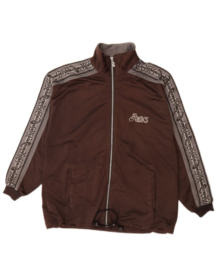 ASICS Mens Graphic Tracksuit Top Jacket Medium Brown Colourblock Poliéster