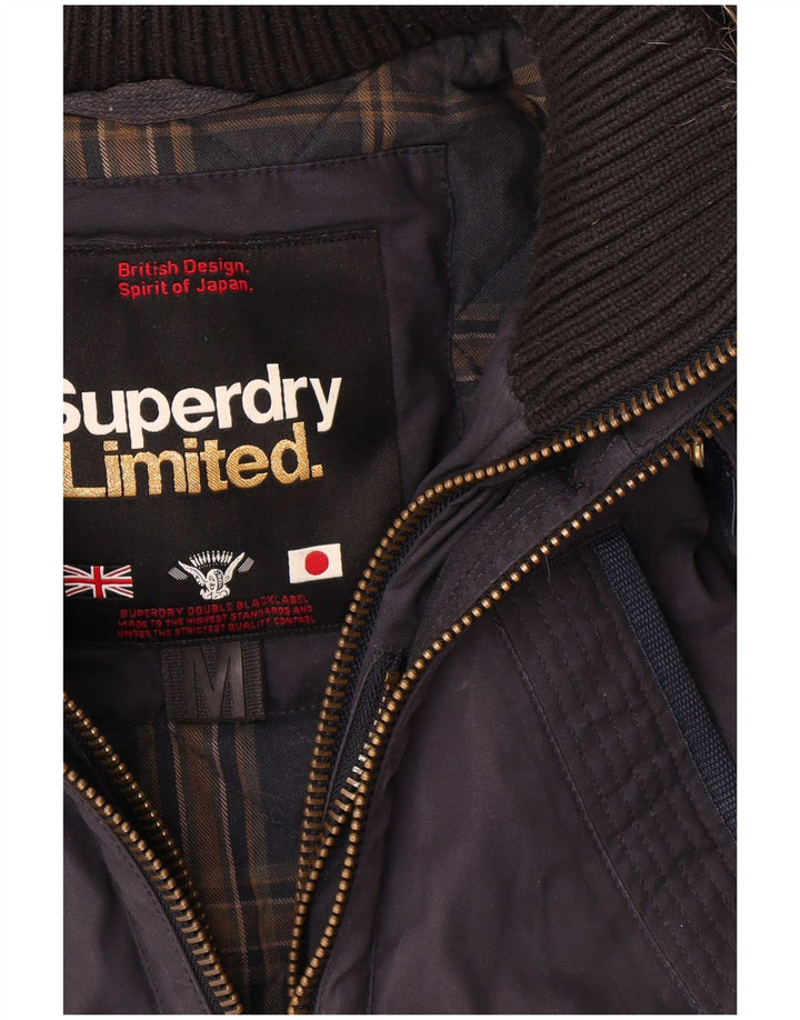 Jaqueta corta-vento feminina Superdry com capuz Reino Unido 14 algodão azul marinho médio