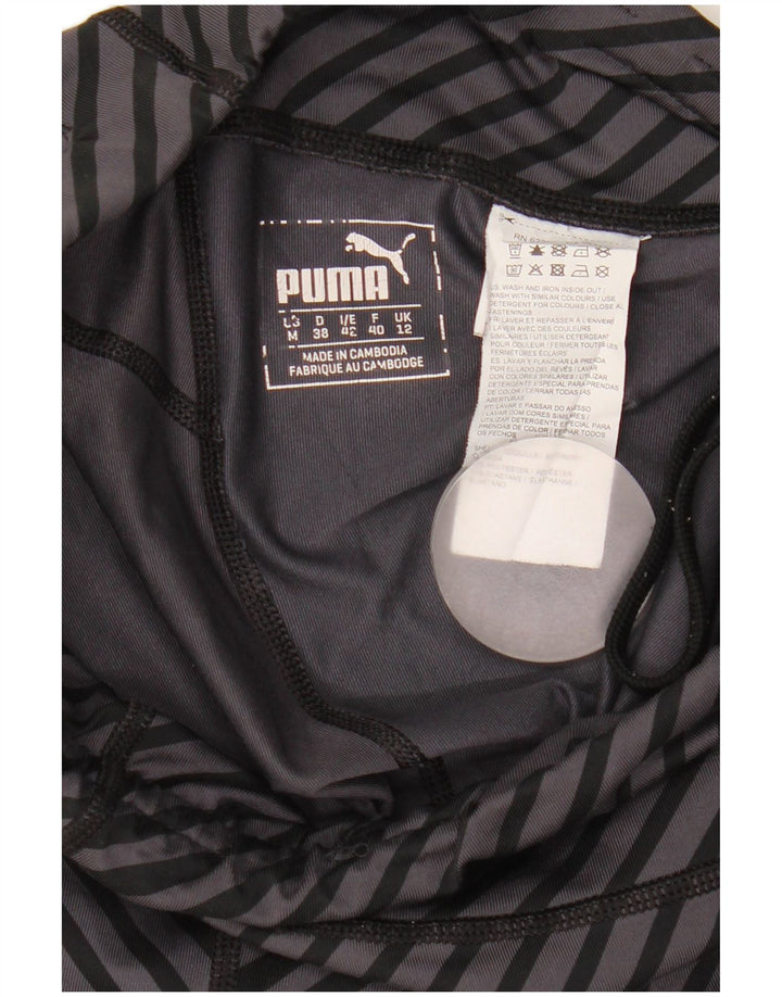 Puma Womens Capri Leggings UK 12 Poliéster listrado cinza médio