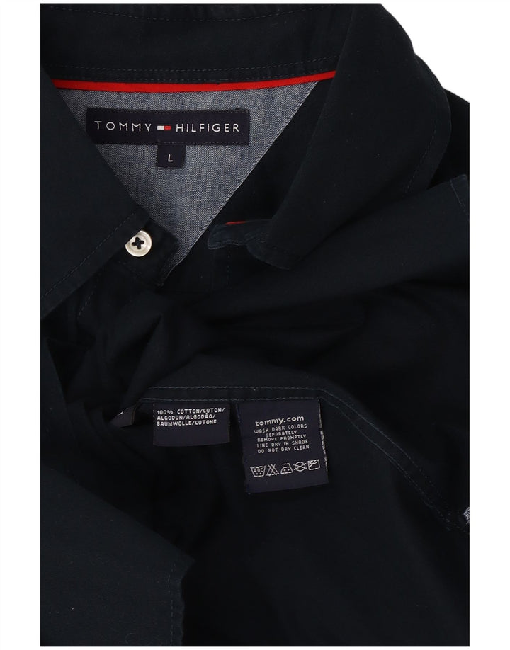 Camisa masculina TOMMY HILFIGER grande algodão azul marinho