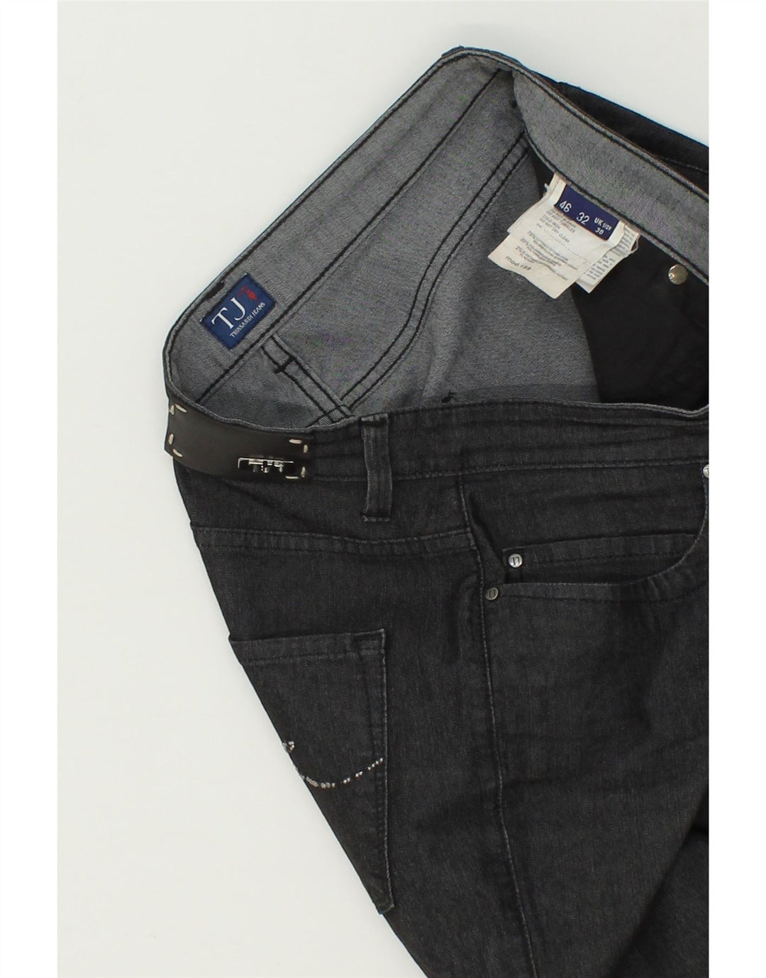 TRUSSARDI Womens Straight Casual Trousers W30 L31 Grey Cotton Vintage Trussardi and Second-Hand Trussardi from Messina Hembry 