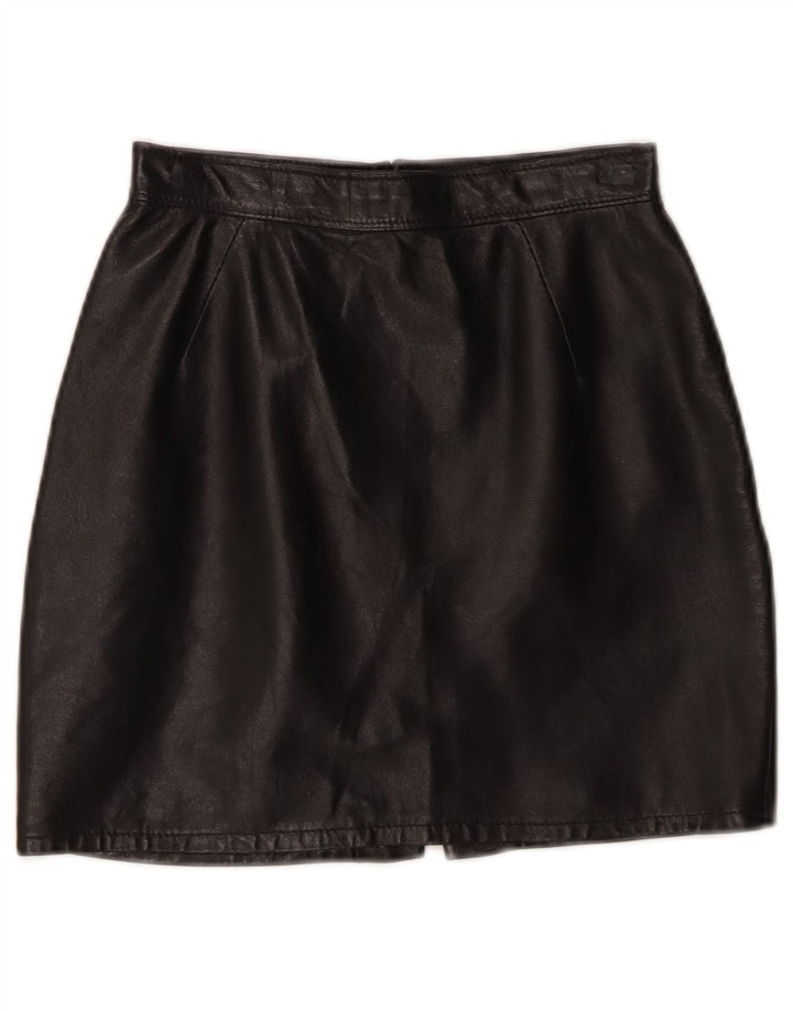 Mini saia feminina VINTAGE de couro W22 2XS preta
