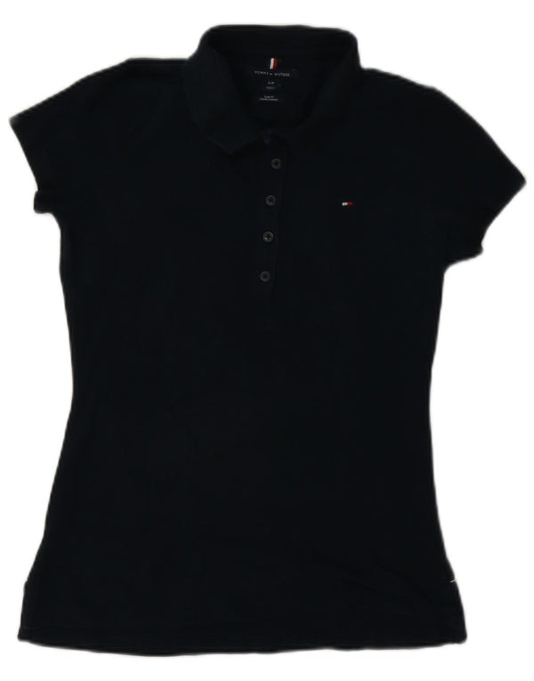 Camisa polo feminina Tommy Hilfiger Slim Fit Reino Unido 10 algodão azul marinho pequeno