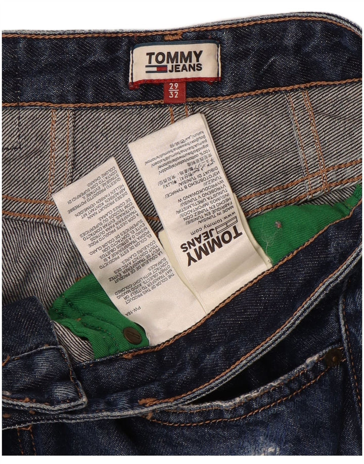 Tommy Hilfiger Calça jeans feminina de cintura alta desgastada W29 L27 Azul