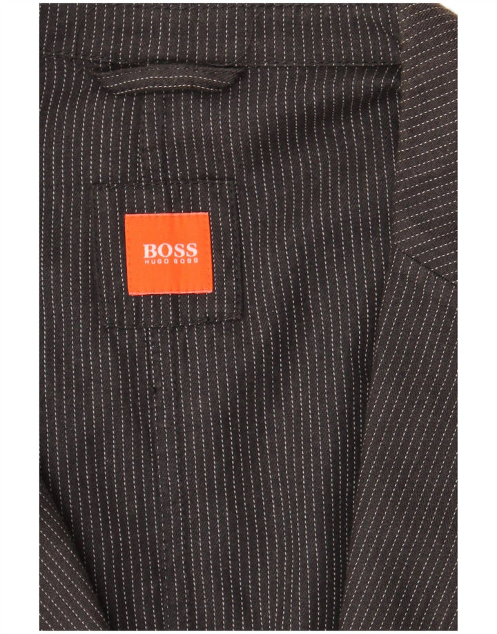 Jaqueta blazer masculina de 2 botões HUGO BOSS Reino Unido 42 XL listrado cinza