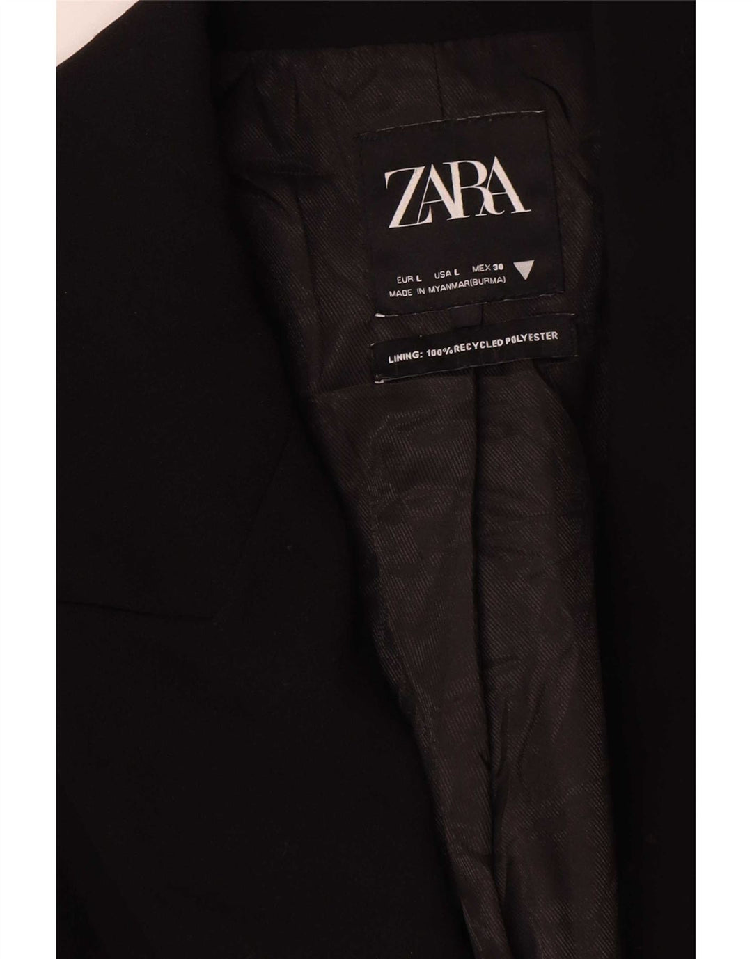Jaqueta blazer feminina Zara Longline Double Breasted UK 16 grande preta