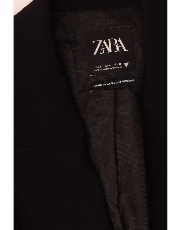Jaqueta blazer feminina Zara Longline Double Breasted UK 16 grande preta