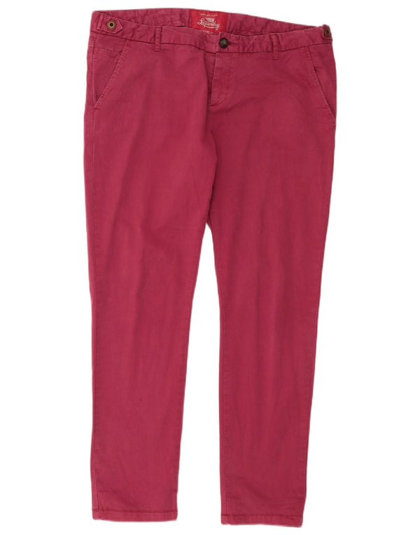 Calça Chino Superdry Feminina Slim XL W36 L29 Algodão Rosa