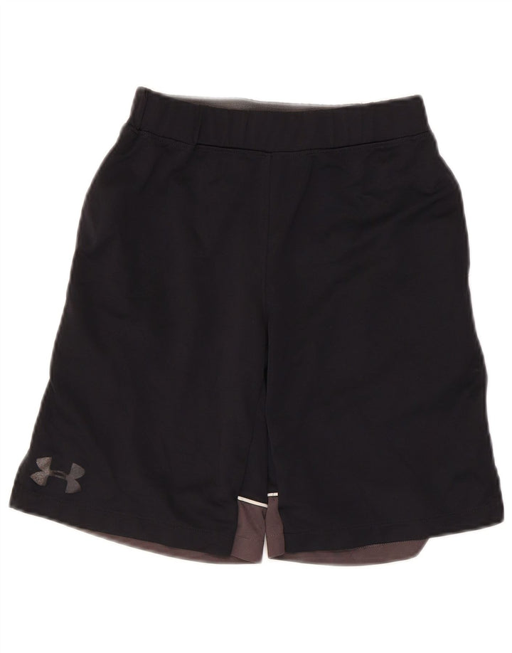 Shorts esportivos gráficos Under Armour Boys 7-8 anos pequeno bloco colorido preto